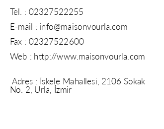 Maison Vourla Hotel iletiim bilgileri